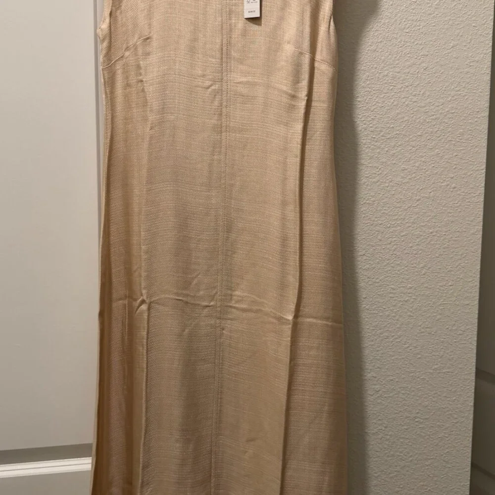 Fringe-trim dress in glossy twill - Picture 3 of 6